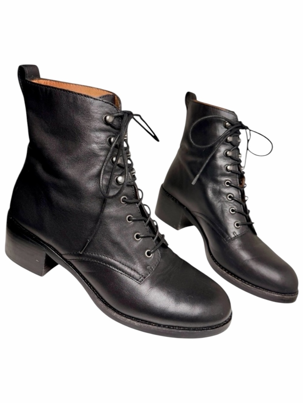 Madewell The Patti Leather Lace Up Combat Ankle Boots Black Size 8
